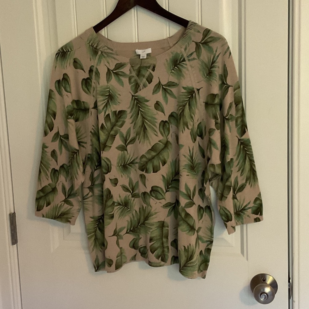 Leaf Print Women's Top. J.Jill Size MP